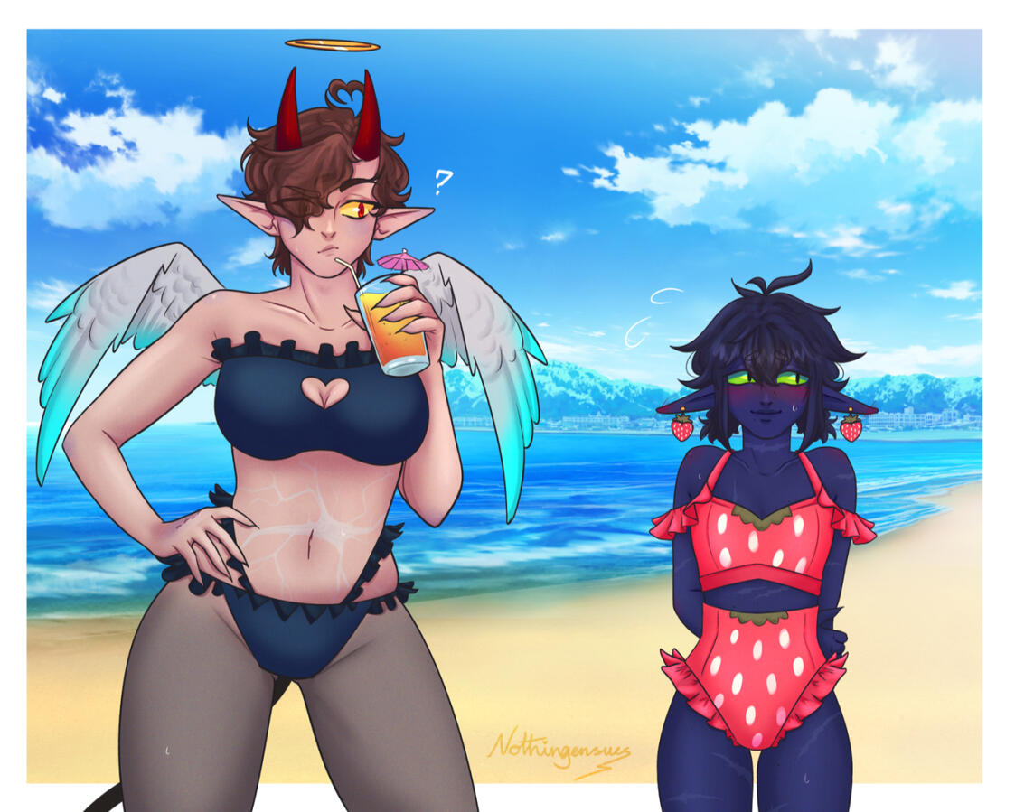 Oni (Partner's OC) & Neve (OC)